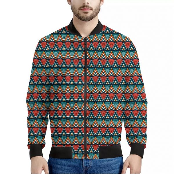 Ethnic African Inspired Pattern Print Bomber Jacket