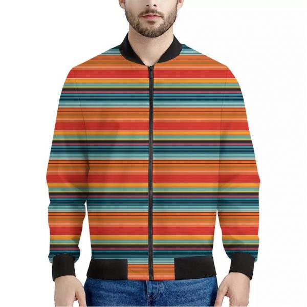 Ethnic Mexican Blanket Pattern Print Bomber Jacket