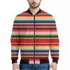 Ethnic Mexican Blanket Stripe Print Bomber Jacket