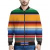 Ethnic Serape Blanket Stripe Print Bomber Jacket