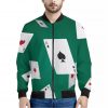 Falling Poker Cards Print Bomber Jacket