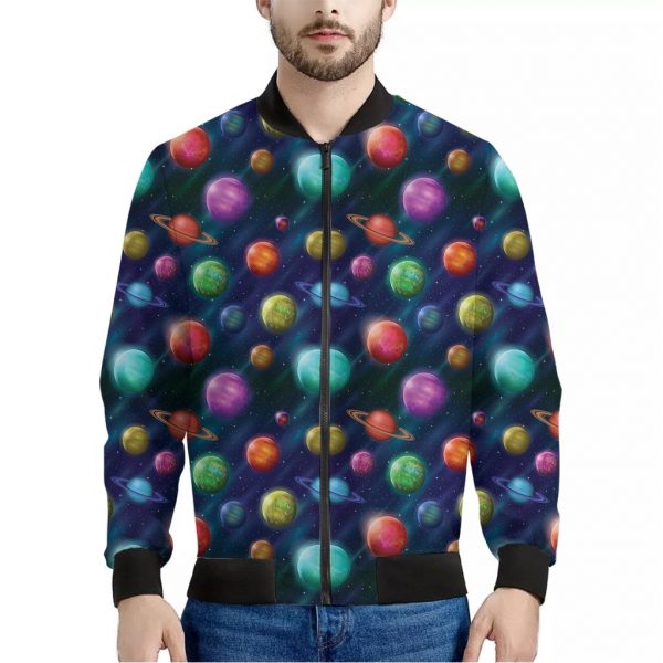 Fantastic Planets Pattern Print Bomber Jacket