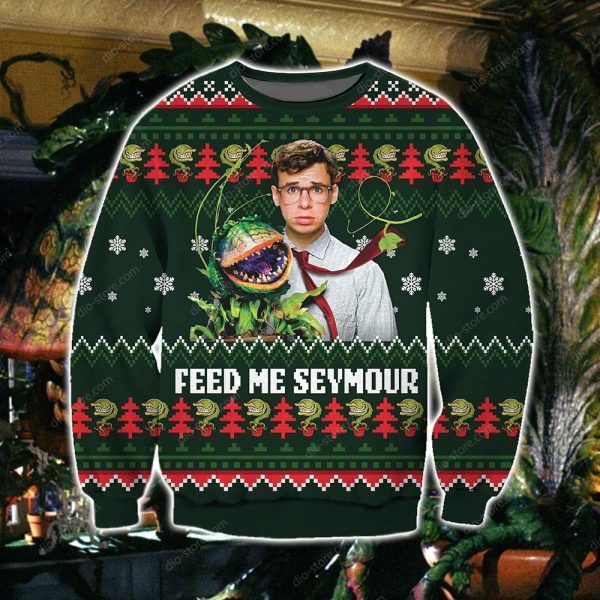 Feed Me Seymour Knitting Pattern 3D Print Ugly Sweatshirt