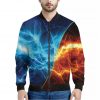 Fire And Ice Energy Print Bomber Jacket