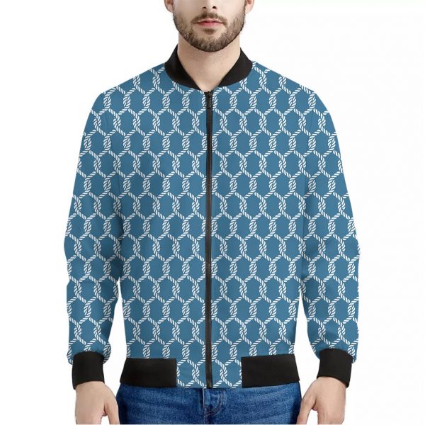 Fishing Rope Knots Pattern Print Bomber Jacket