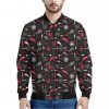 Fishing Theme Pattern Print Bomber Jacket