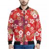 Flower Kimono Pattern Print Bomber Jacket
