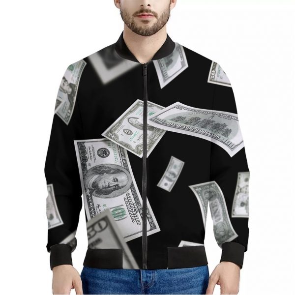 Flying USD Print Bomber Jacket