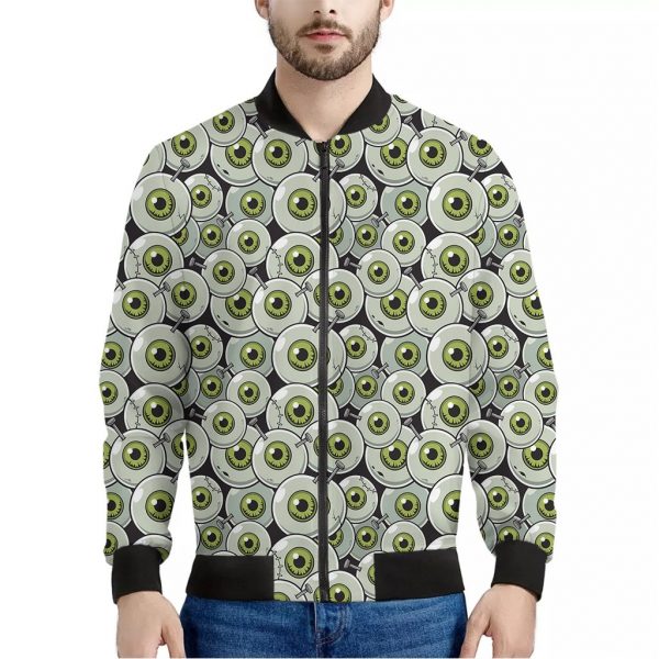 Frankenstein Eyeball Pattern Print Bomber Jacket
