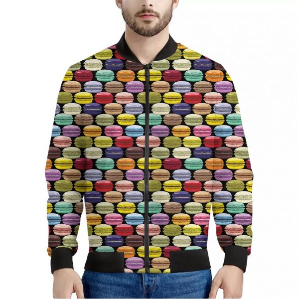 French Macarons Pattern Print Bomber Jacket