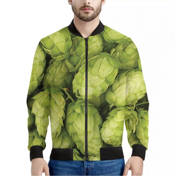 Fresh Hop Cone Print Bomber Jacket