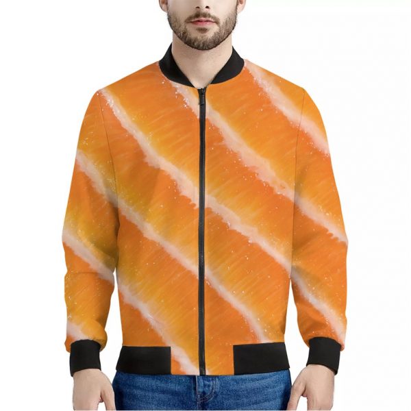 Fresh Salmon Print Bomber Jacket