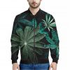Fresh Tropical Leaf Print Bomber Jacket