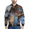 Frozen Oak leaf Print Bomber Jacket
