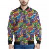 Funky Graffiti Pattern Print Bomber Jacket