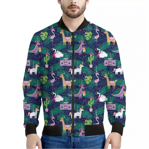 Funny Christmas Decoration Pattern Print Bomber Jacket