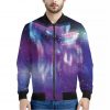 Galaxy Howling Wolf Spirit Print Bomber Jacket