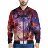 Galaxy Wolf Portrait Print Bomber Jacket