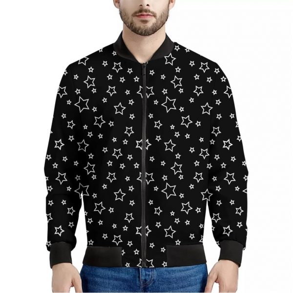 Geometric Star Pattern Print Bomber Jacket