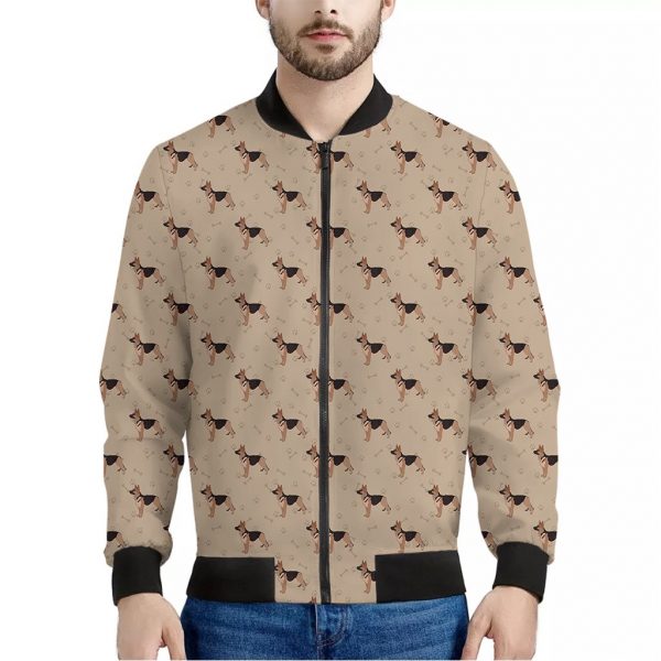 German Shepherd Dog Pattern Print Bomber Jacket