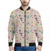 Girly Heart And Flower Pattern Print Bomber Jacket