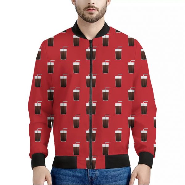 Glass Of Cola Pattern Print Bomber Jacket