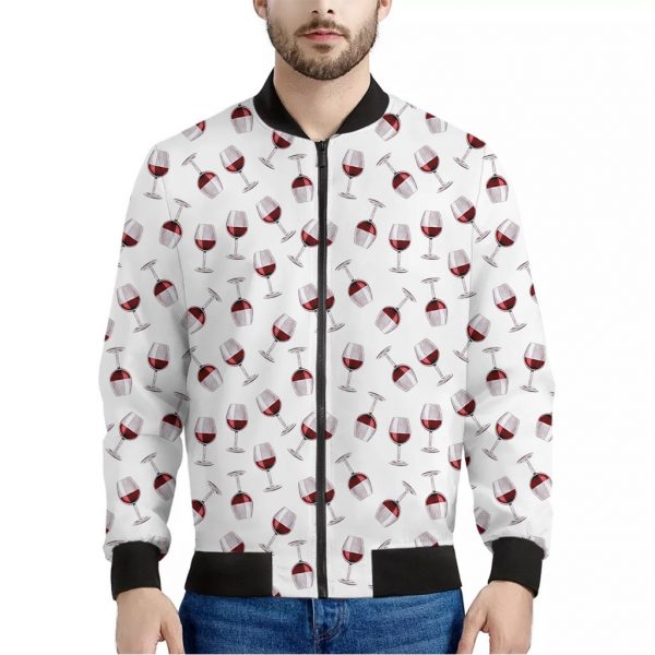 Glasses Of Wine Pattern Print Bomber Jacket