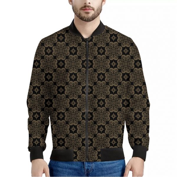 Gold Clover St. Patrick's Day Print Bomber Jacket