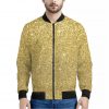 Gold Glitter Texture Print Bomber Jacket