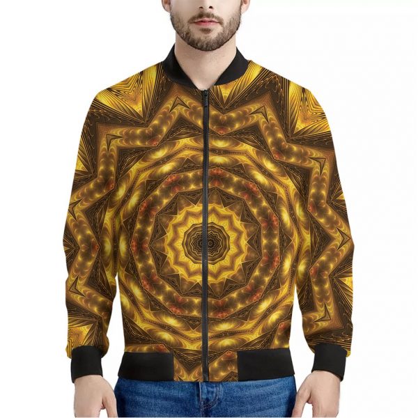 Golden Kaleidoscope Print Bomber Jacket
