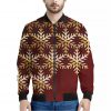 Golden Snowflake Print Bomber Jacket