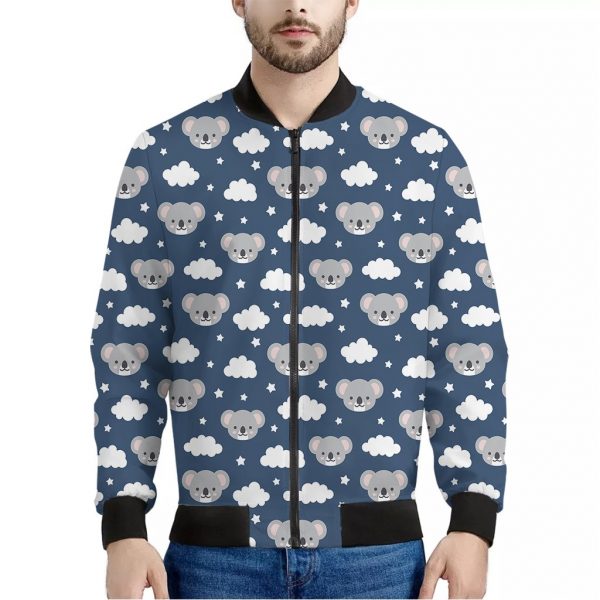 Good Night Koala Pattern Print Bomber Jacket