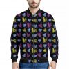 Graffiti Heart Pattern Print Bomber Jacket