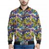 Graffiti Text Pattern Print Bomber Jacket