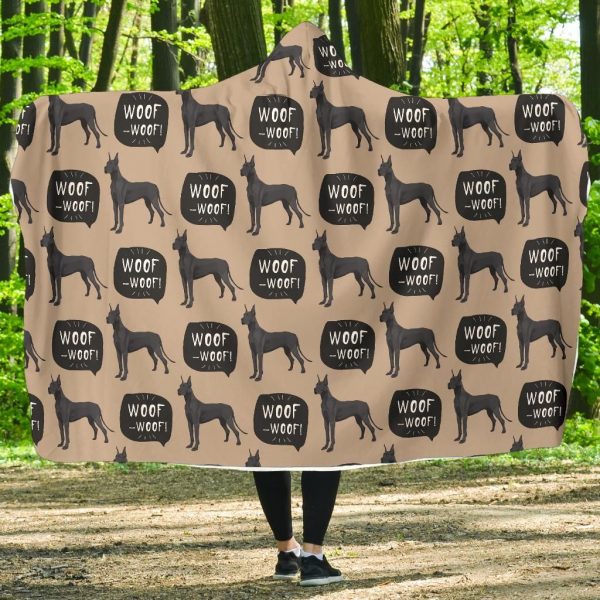 Great Dane Pattern Print Hooded Blanket Cloak Blanket