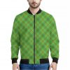 Green And Red Plaid Pattern Print Bomber Jacket