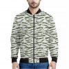Green And White Tiger Stripe Camo Print Bomber Jacket