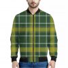 Green And Yellow Stewart Tartan Print Bomber Jacket