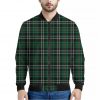 Green Black And White Tartan Print Bomber Jacket