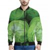 Green Cabbage Print Bomber Jacket