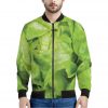 Green Lettuce Leaves Print Bomber Jacket
