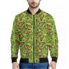 Green Monarch Butterfly Pattern Print Bomber Jacket