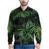 Green Monstera Leaf Print Bomber Jacket