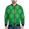 Green Playing Card Suits Pattern Print Bomber Jacket