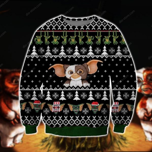 Gremlins Knitting Pattern 3D Print Ugly Christmas Sweatshirt