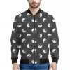 Grey And White Yin Yang Pattern Print Bomber Jacket