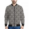 Grey Raccoon Pattern Print Bomber Jacket