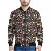 Groovy Hippie Peace Pattern Print Bomber Jacket