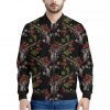 Guns And Flowers Pattern Print Bomber Jacket