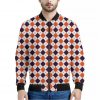 Halloween Checked Pattern Print Bomber Jacket